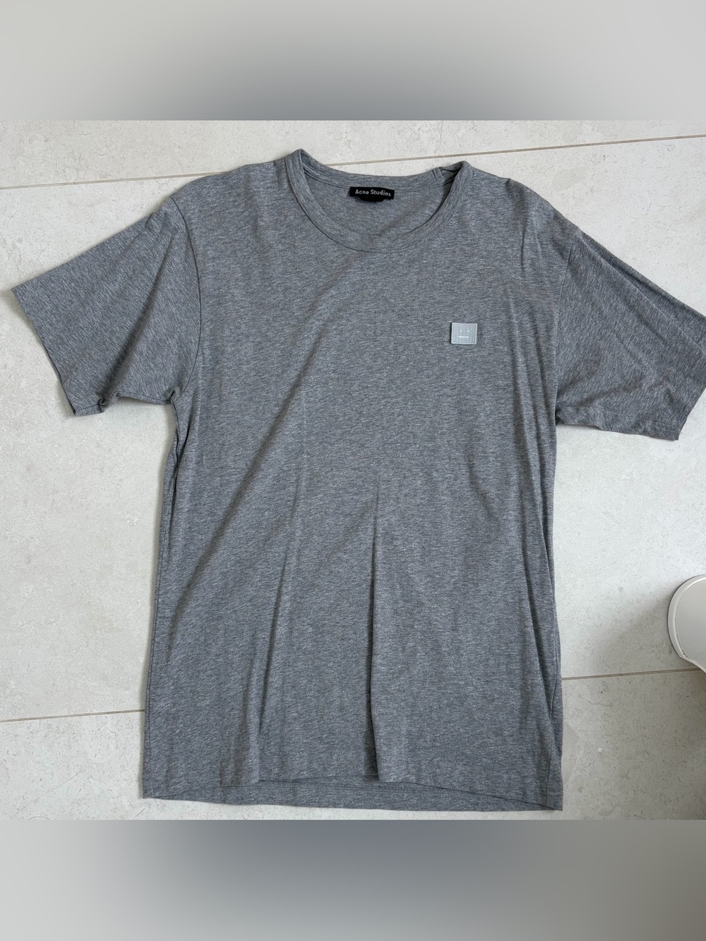 Acne Grey Crewneck Logo Patch T-Shirt